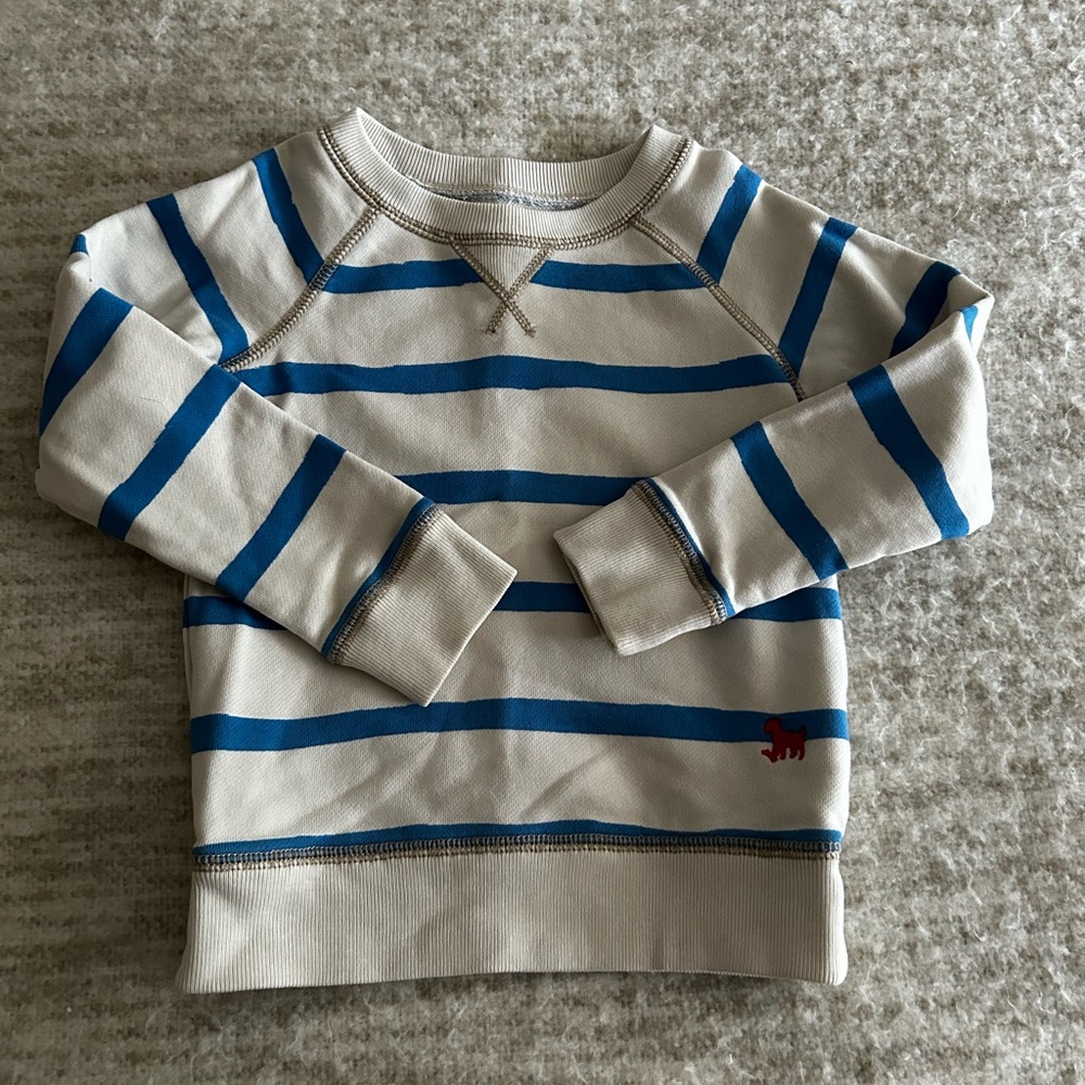 Mini Boden Blue and White Striped Kids Sweatshirt
